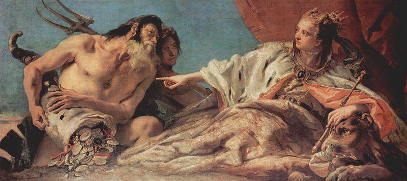 Giovanni Battista Tiepolo Neptun bietet der Stadt Venedig Opfergaben oil painting picture